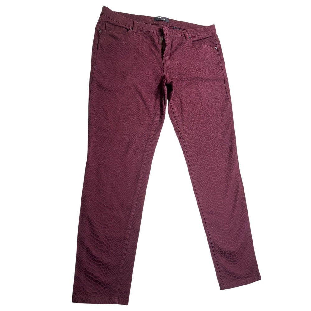Joe Fresh Womens 32 14 Burgundy Snakeskin Embossed Skinny Pants Reptile